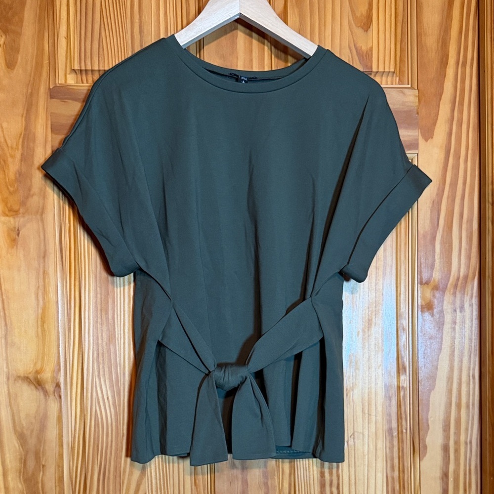 Express Olive Green Tie-Front Women's Tee